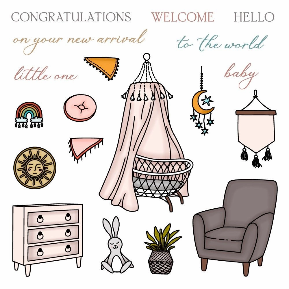 round retractable Sweet Nursery - 6X6 Stamp Set