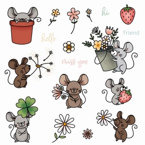 Sweet Spring Mice - 6X8 Stamp Set versatile refillable