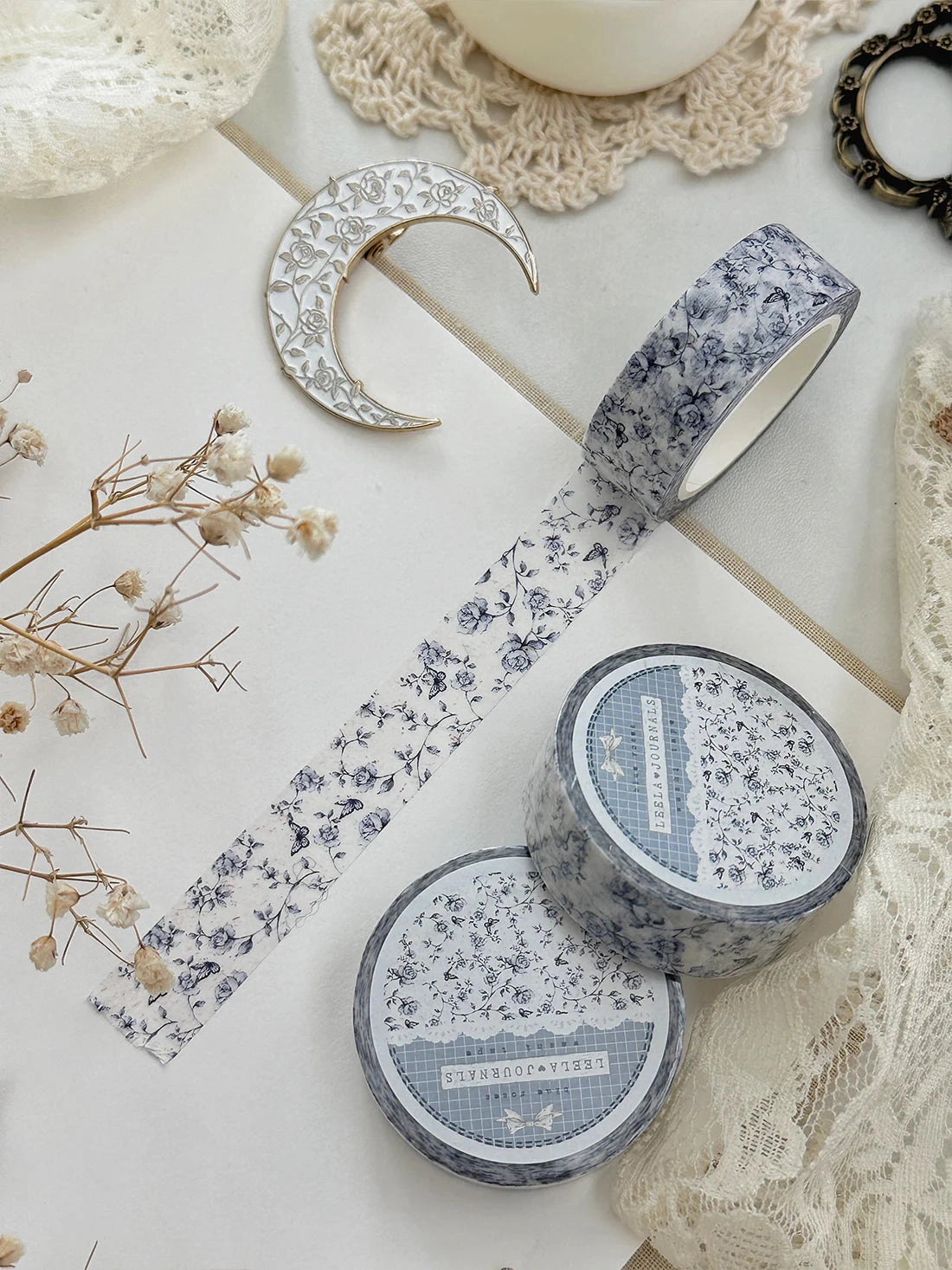 finest Blue Porcelain Roses Washi Tape 15Mm