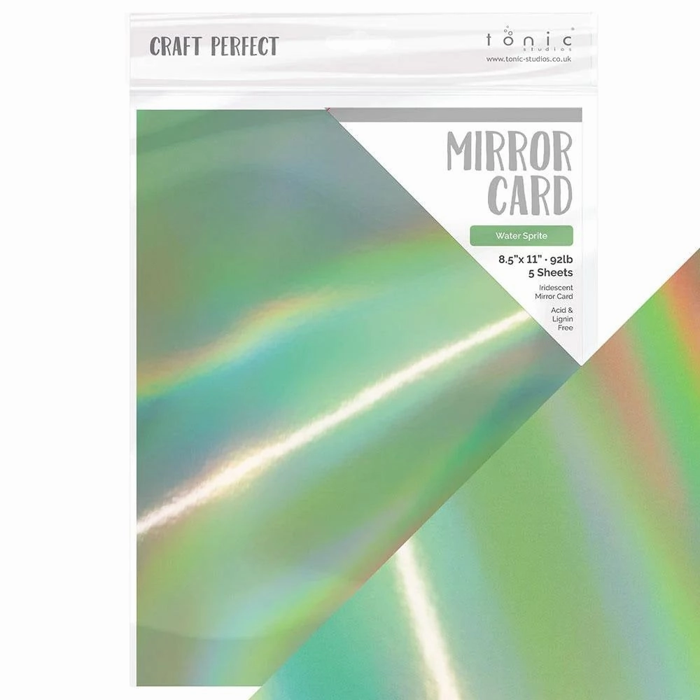Craft Perfect Iridescent Mirror Card - 8.5X11 5/Pkg - Water Sprite essential