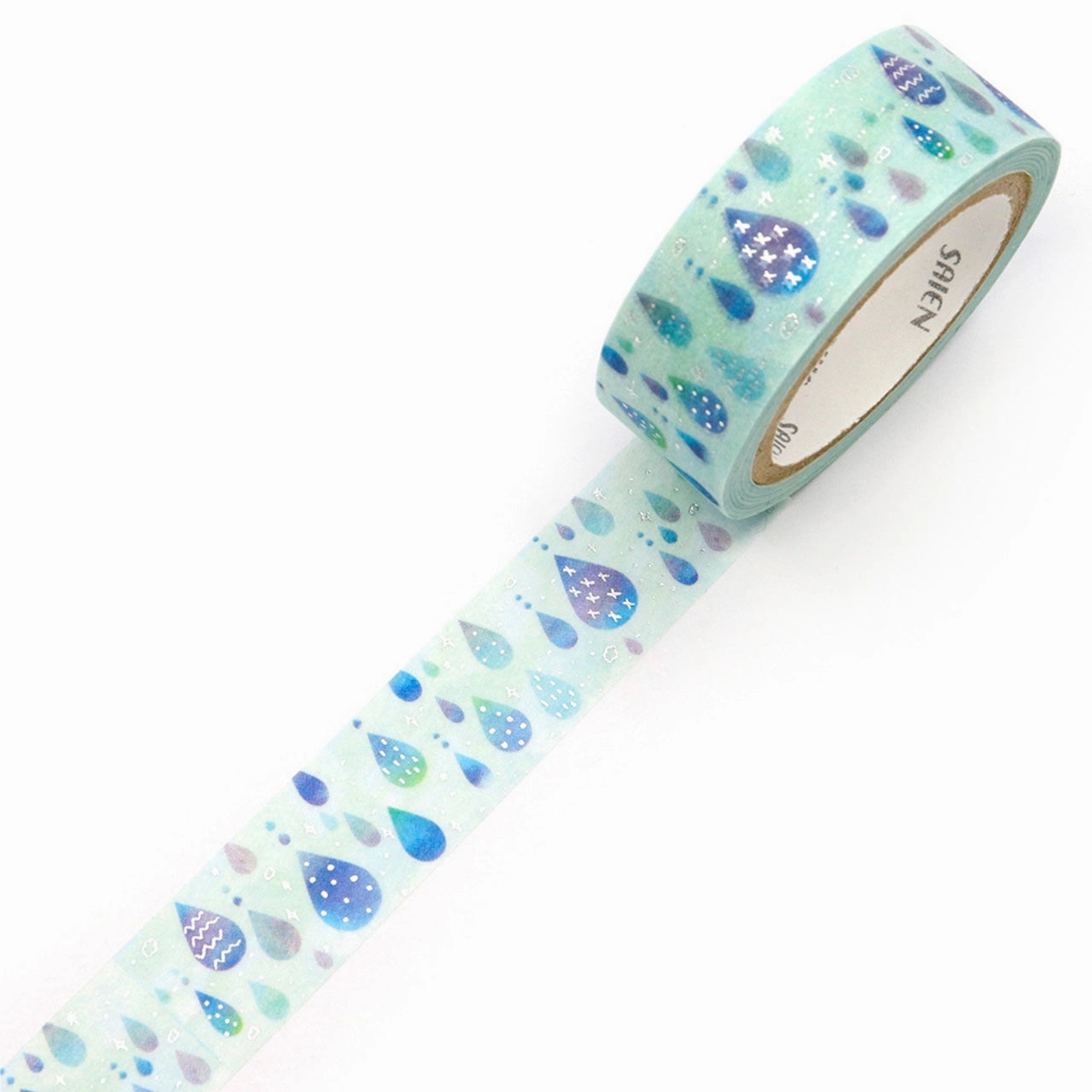 Saien Foil Washi Tape - Raindrops refillable thin
