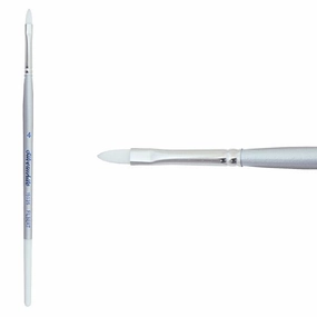 Silverwhite? Short Handle Foundation Watercolor Filbert Brush Size 4 rugged bright
