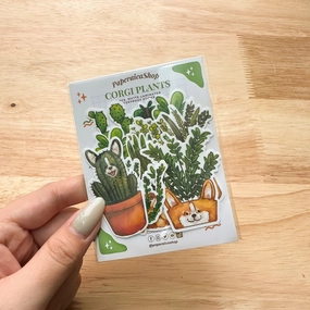 flat lasting Paperaicashop Corgi Plant Sticker Pack