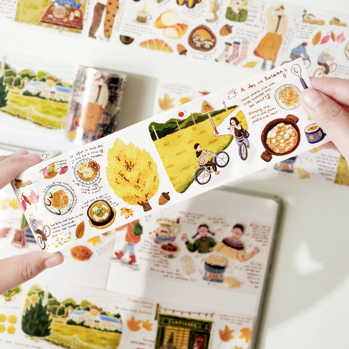Pre-Cut Autumn Friends Wide Washi / Pet Tape tiny