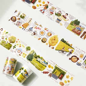 Pre-Cut Autumn Friends Wide Washi / Pet Tape washable