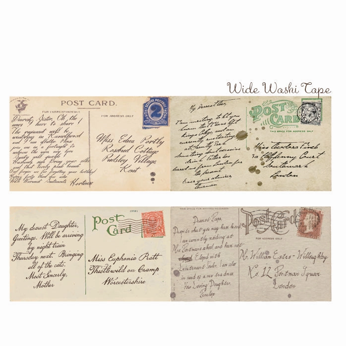 matte fiber Vintage Postcard Wide Washi Tape