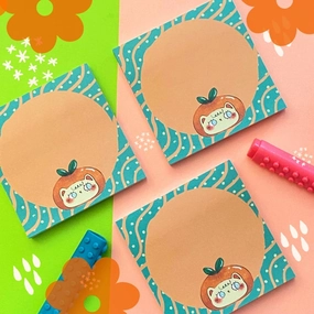 Tangerine Cat Sticky Notes leather