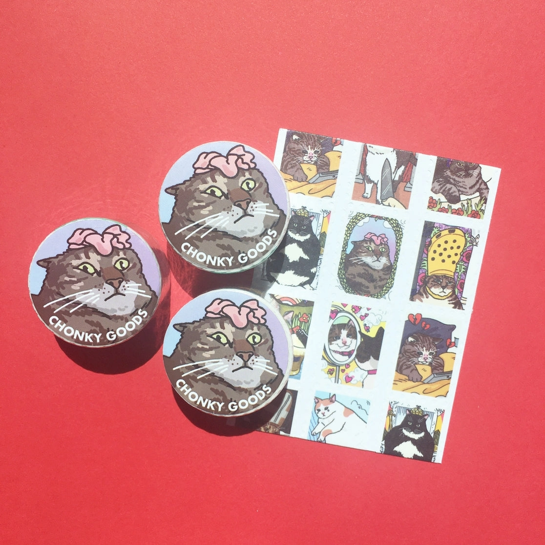 minimalist multipack Tarot Cat Meme Stamp Washi Tape
