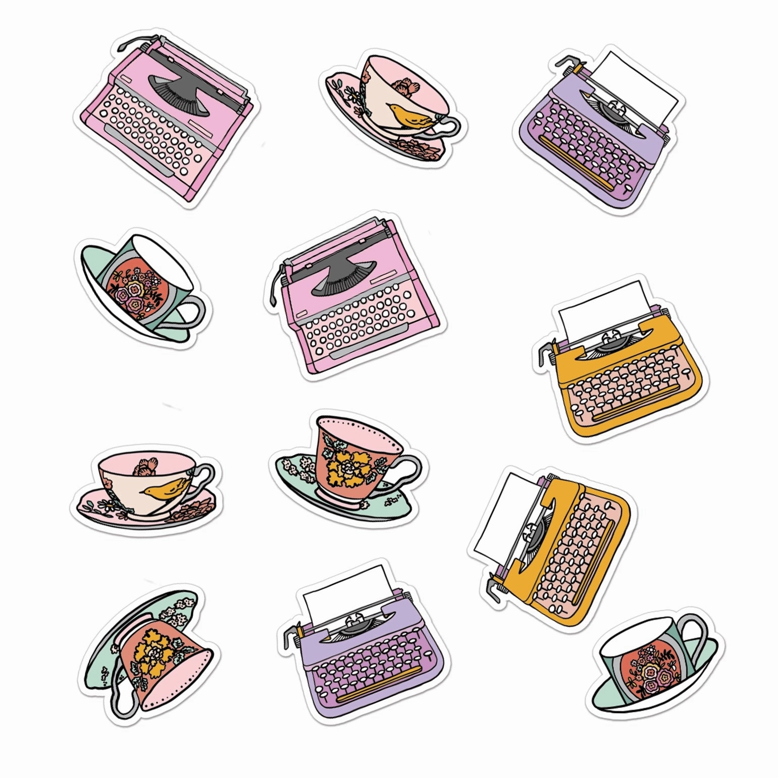 budget vintage Tea & Type Sticker Confetti