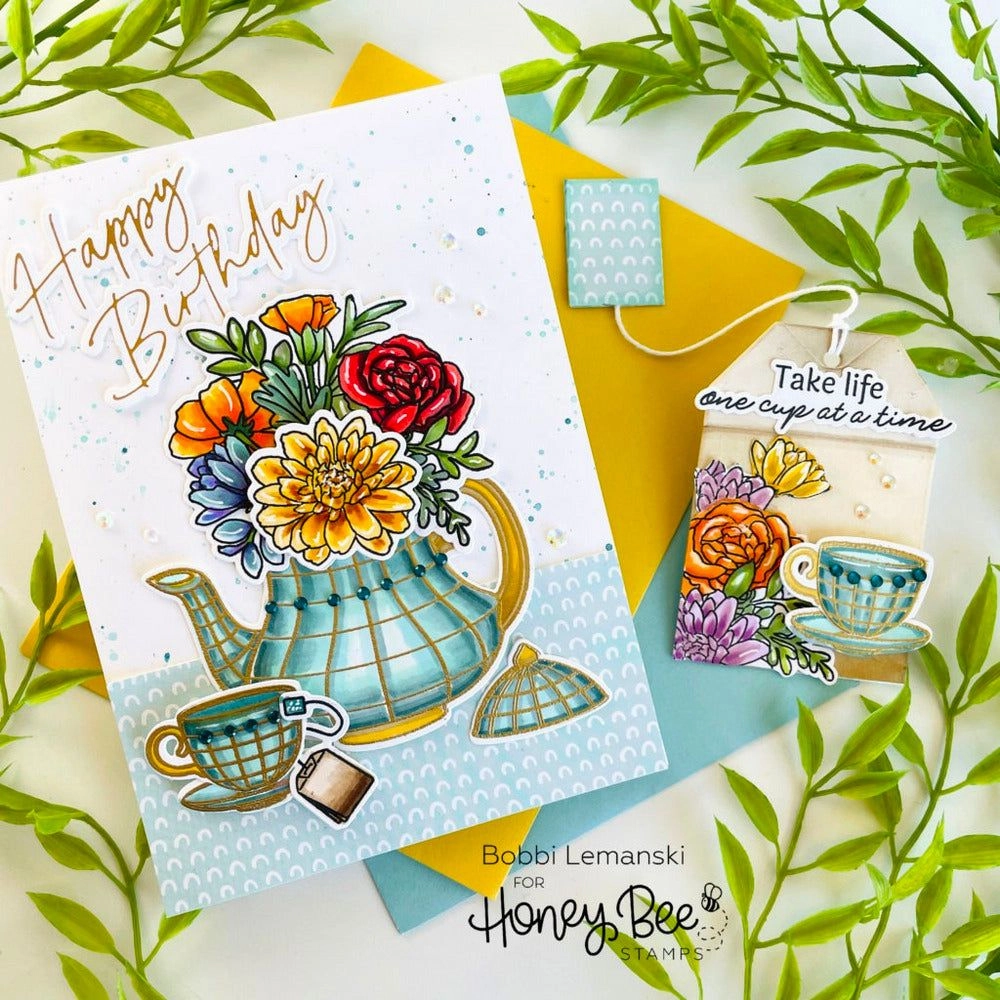Teatime Florals - 6X8 Stamp Set colorful metal