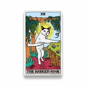 The Hanged Man Tarot Cat Meme Stickers (Major Arcana) linen trusted