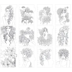Princesses Fairies & Flowers My Prima Planner Coloring Tabbed Dividers 12/Pkg strong shiny