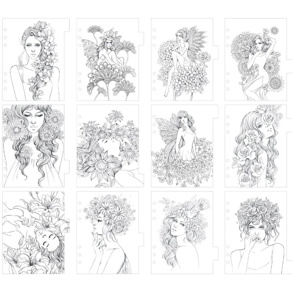 Princesses Fairies & Flowers My Prima Planner Coloring Tabbed Dividers 12/Pkg strong shiny