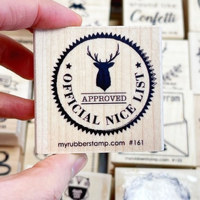 matte retro Official Nice List Rubber Stamp