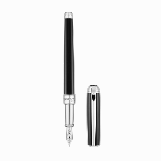 St Dupont Line D Windsor Black And Palladium Fountain Pen expandable vintage
