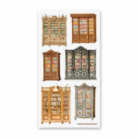 Stickii Antique Bookshelves Sticker Sheet ergonomic