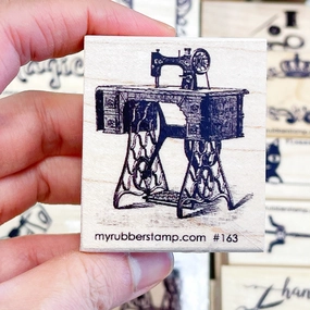 Vintage Sewing Machine Rubber Stamp locking stackable