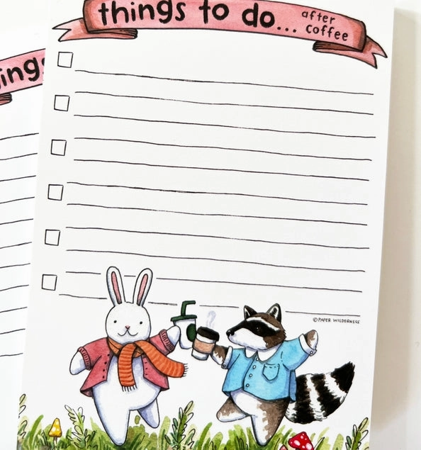 synthetic classic Things To Do After Coffee Forest Friends List Notepad