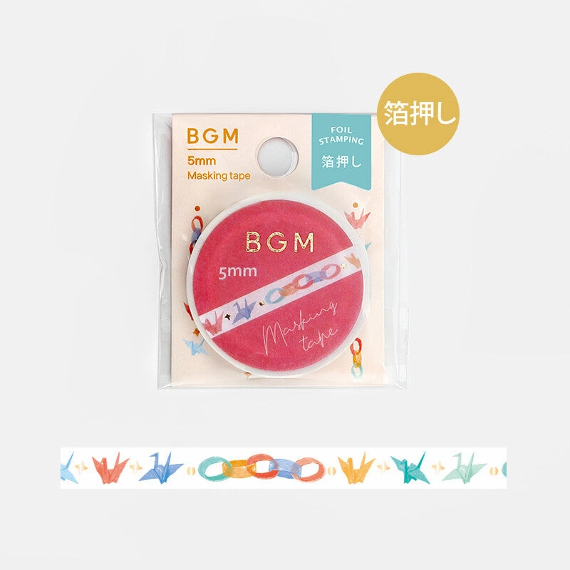 Thousand Paper Cranes Slim Washi Tape Bgm wide neutral