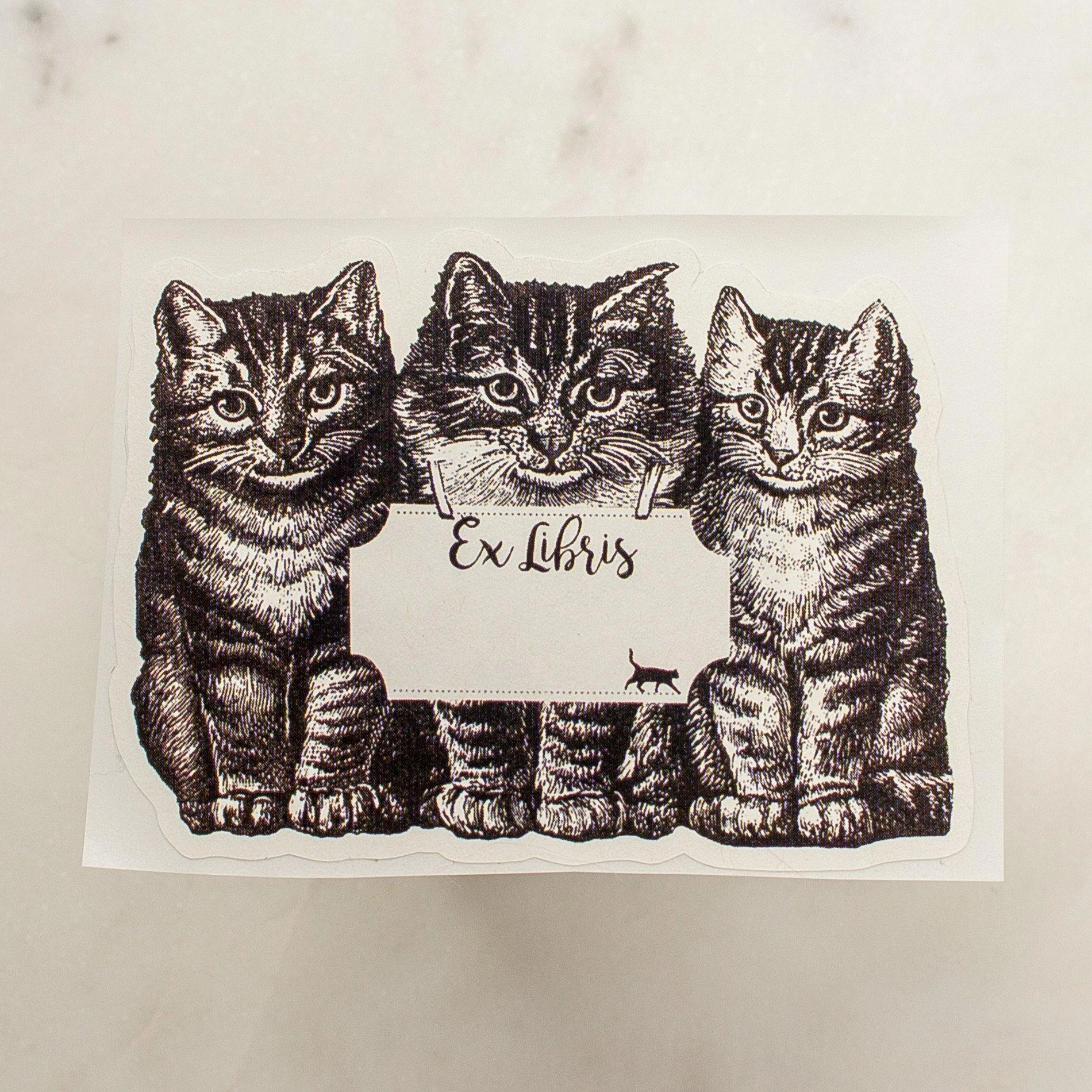finest expandable Three Cats Bookplate Sticker