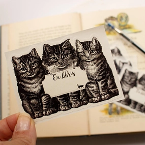 multipurpose Three Cats Bookplate Sticker