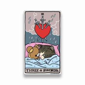 Three Of Swords Tarot Cat Meme Stickers (Minor Arcana) elegant