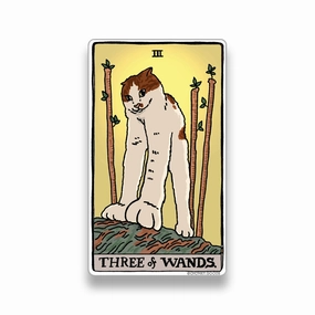 Three Of Wands Tarot Cat Meme Stickers (Minor Arcana) expandable