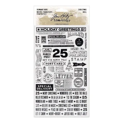 Tim Holtz Ideaology Remnant Rubs - Christmas Noel wide