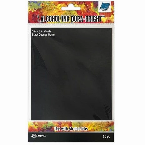Tim Holtz Alcohol Ink Dura-Bright - Black Opaque Matte 10/Pkg 5X7" vintage foldable