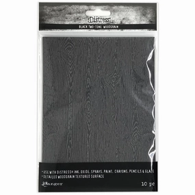 Tim Holtz Distress Black Woodgrain Cardstock 5"X7" 10/Pkg compact