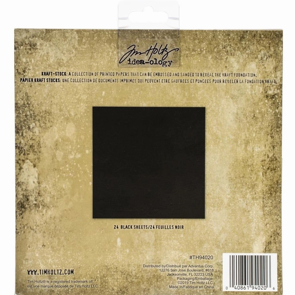 tiny Tim Holtz Kraft Stock Pad 8"X8" 24/Pkg - Blackout