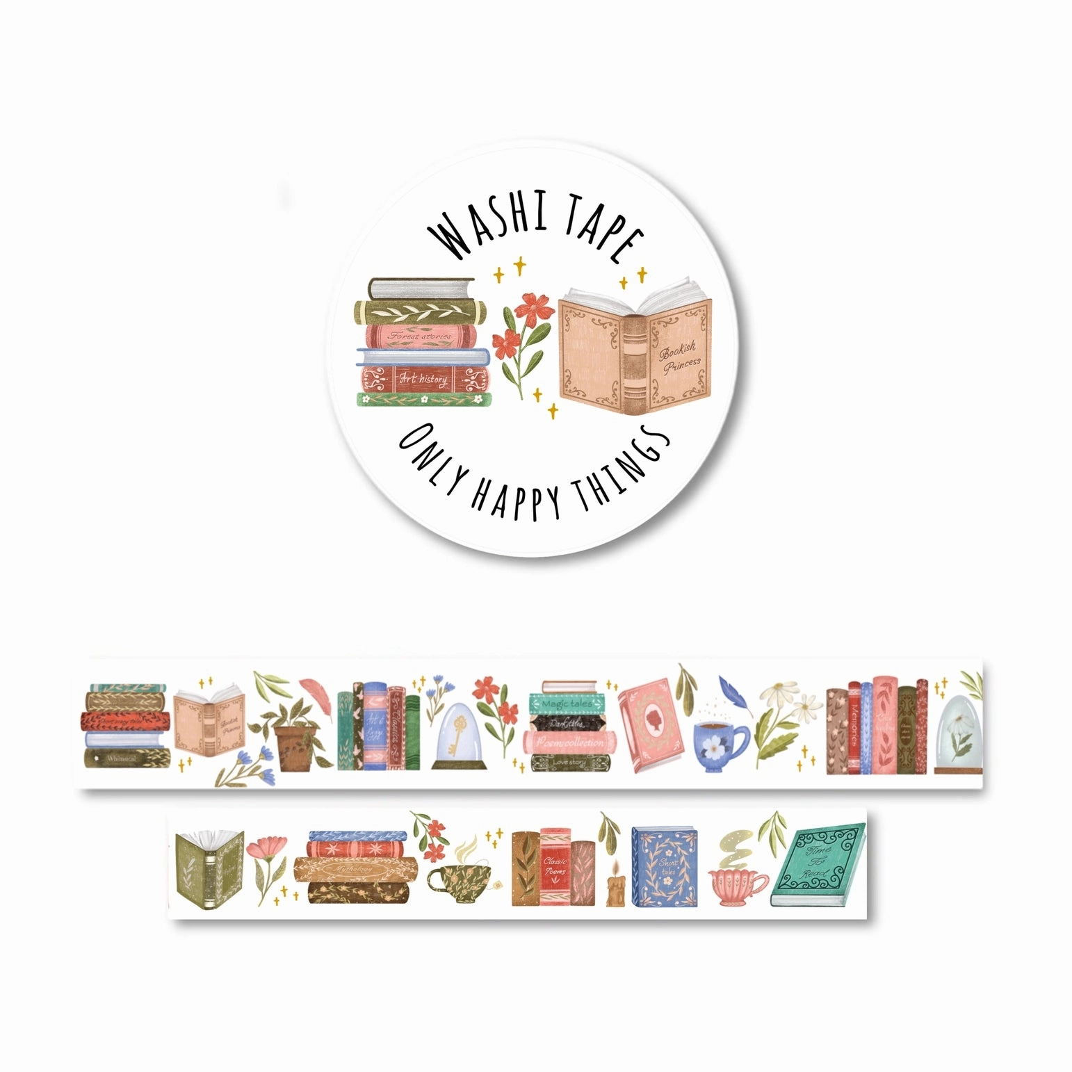 plastic set Time To Read Washi Tape