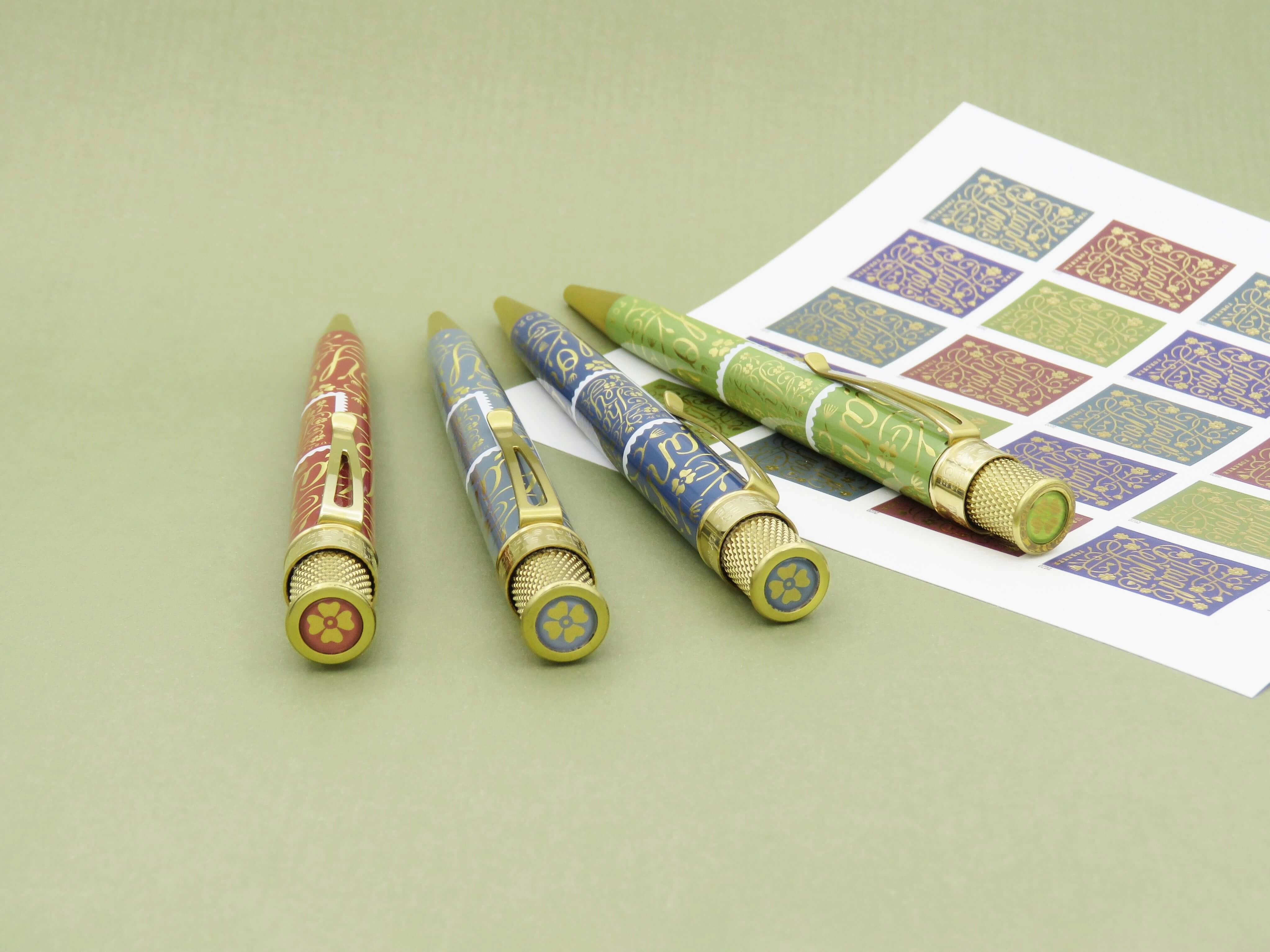 slim flat Retro 1951 Tornado U.S. Postal Service Thank You Blue Gray Rollerball Pen