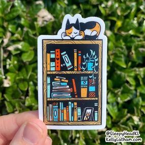 everyday Sleeping Cat Bookshelf Vinyl Sticker