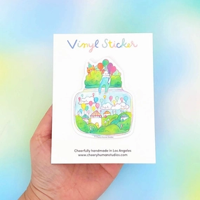 Tiny Worlds   Cats: Balloons Vinyl Sticker ceramic
