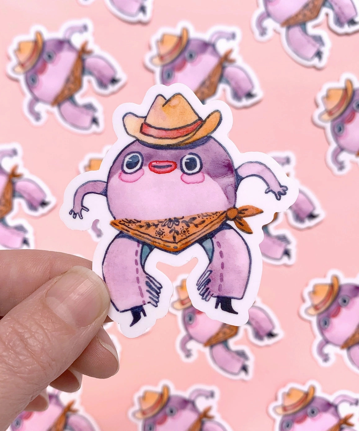 giant Toad Cowboy Vinyl Sticker