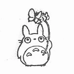 Totoro Butterfly Mini Rubber Stamp classic small