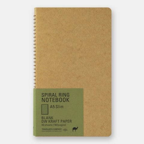 Traveler'S Company Blank Kraft Spiral Ring Notebook- Vertical A5 Slim wide expandable