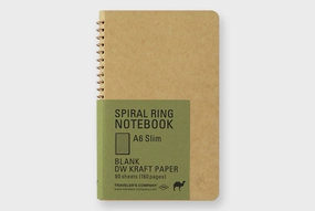 solid Traveler'S Company Sprial Ring Notebook- Blank Kraft Paper- Vertical A6 Slim