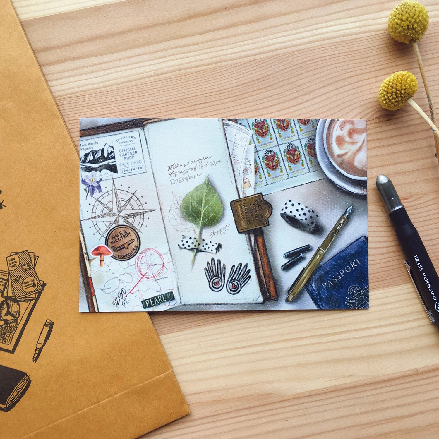 Traveler'S Factory Partner Shop Custom Two Hands Paperie Postcard wrapped