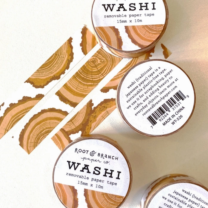 retractable rubber Tree Rings Washi Tape