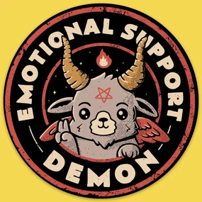 Emotional Support Demon Vinyl Sticker wrapped strong