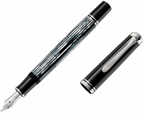 Pelikan Souveran 605 Tortoiseshell-Black Fountain Pen flexible