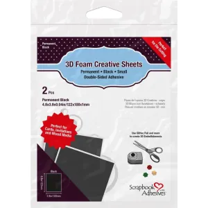 budget Black 3D Self-Adhesive Foam Sheets 4.8X3.9X0.04In 2/Pkg