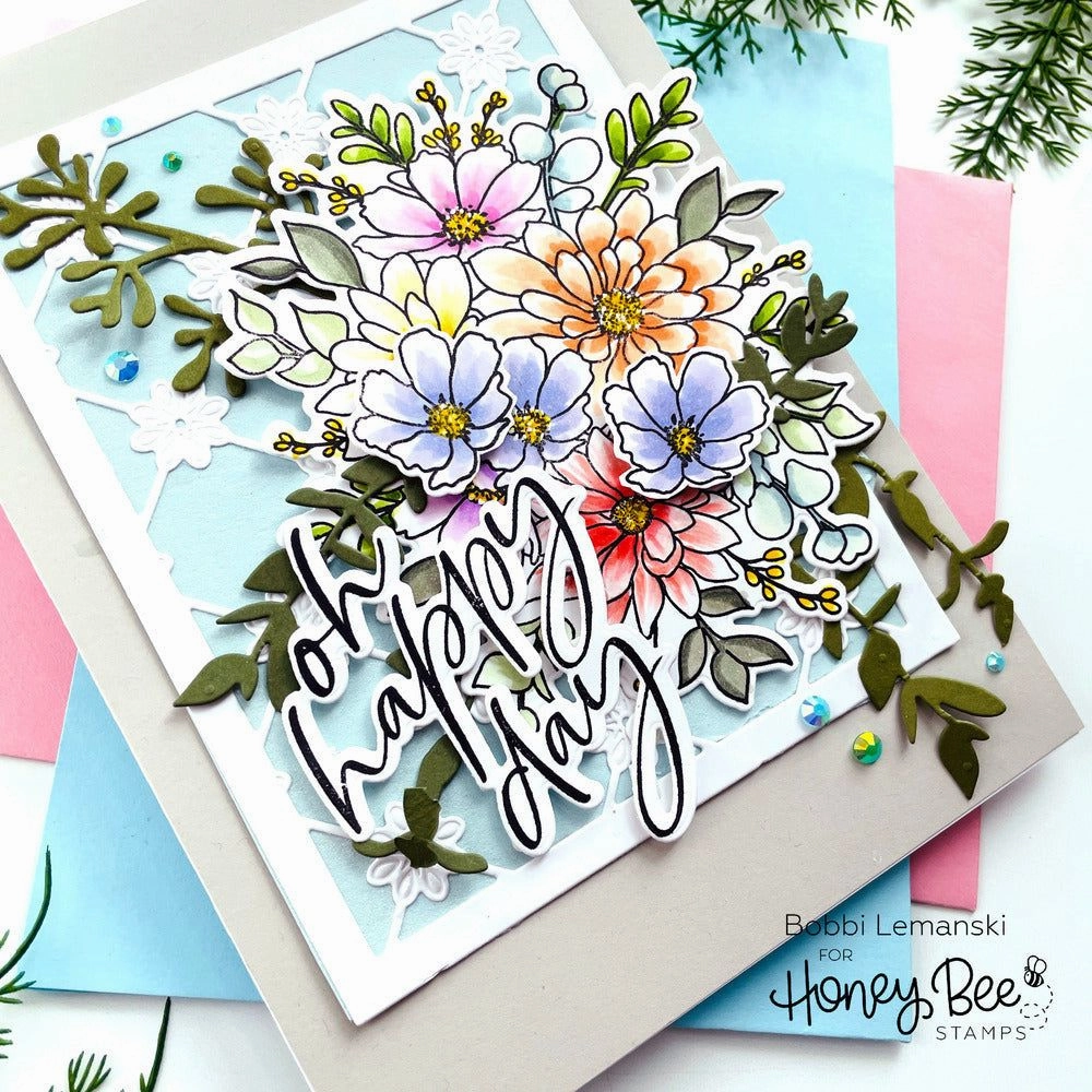 Daisy Layers Bouquet - 6X8 Stamp Set bronze refined