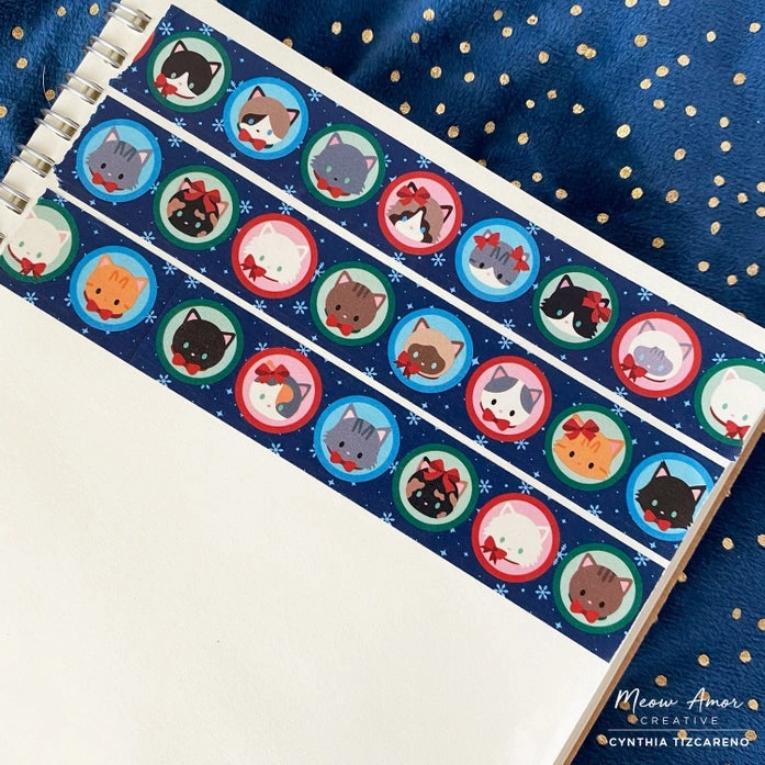 sleek square Holiday Cats Washi Tape