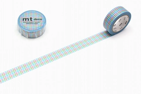 expandable solid Mt Washi Tape - Colorful Gingham Check Blue