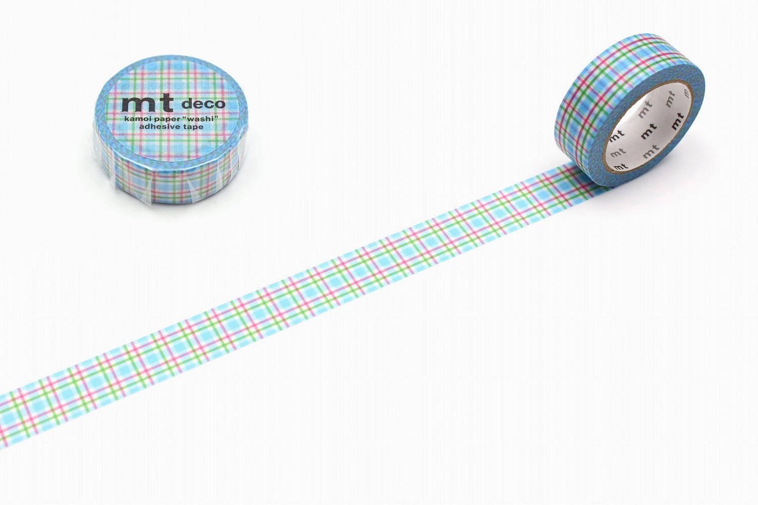 expandable solid Mt Washi Tape - Colorful Gingham Check Blue