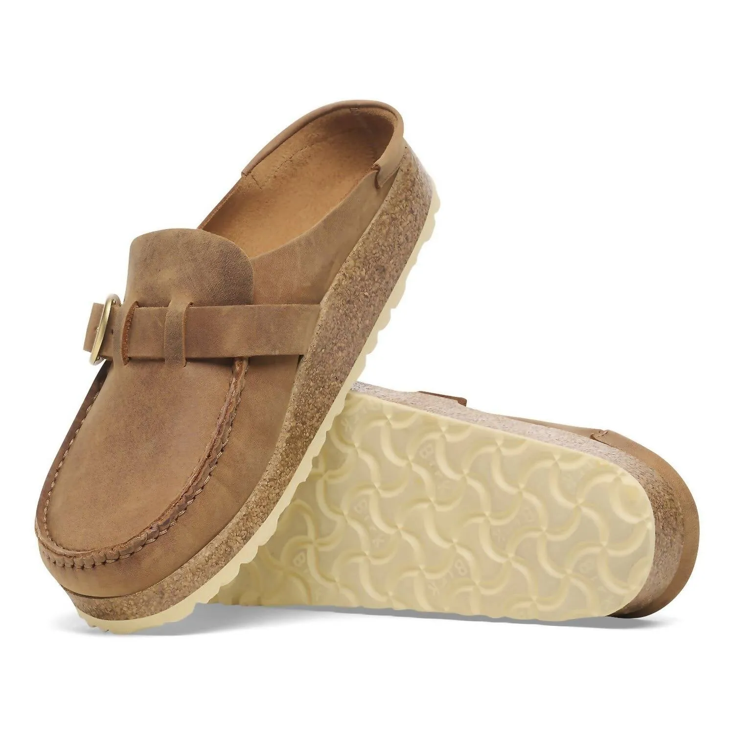 Unisex Buckley Leder-Clog - Schmale Weite in Cognac