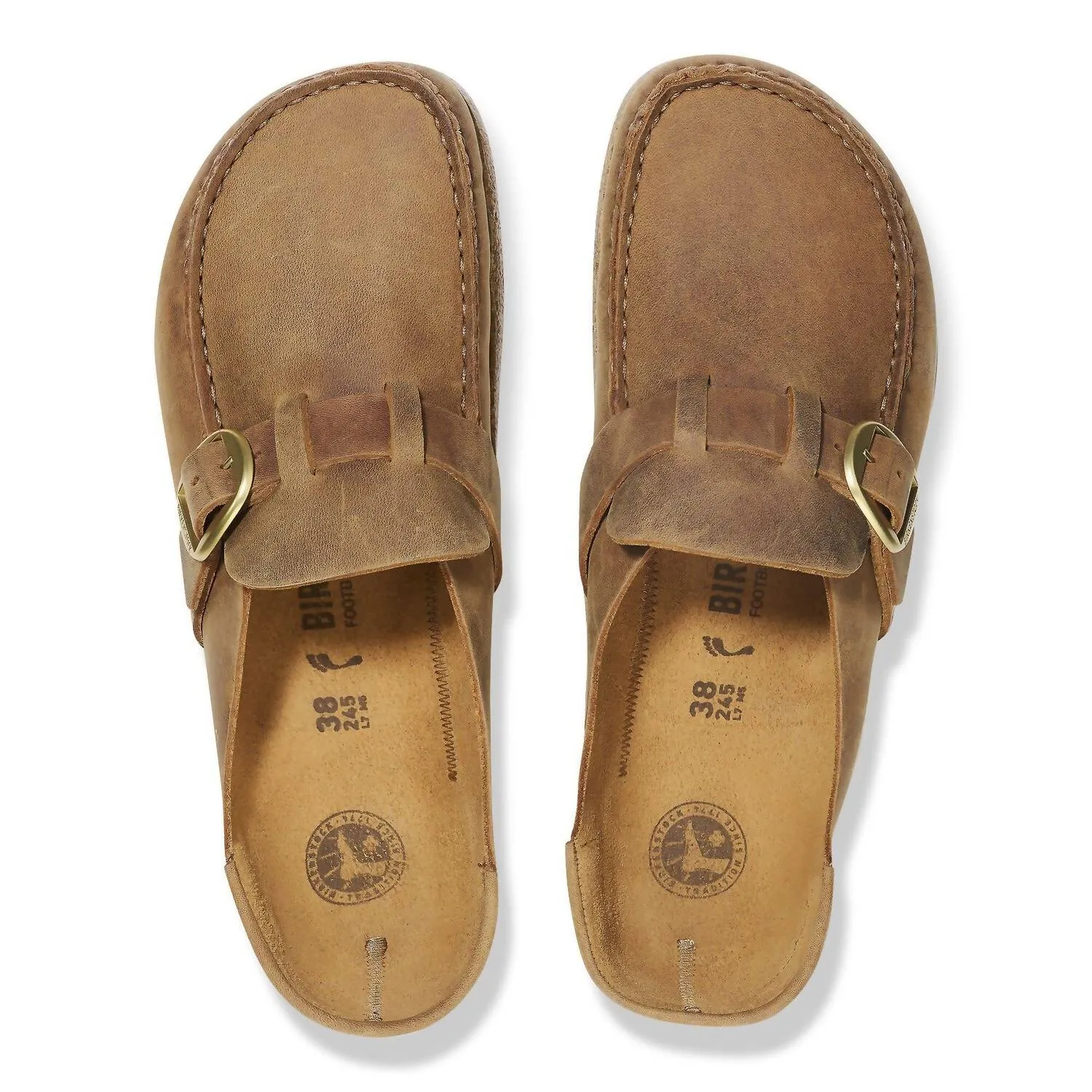 Unisex Buckley Leder-Clog - Schmale Weite in Cognac